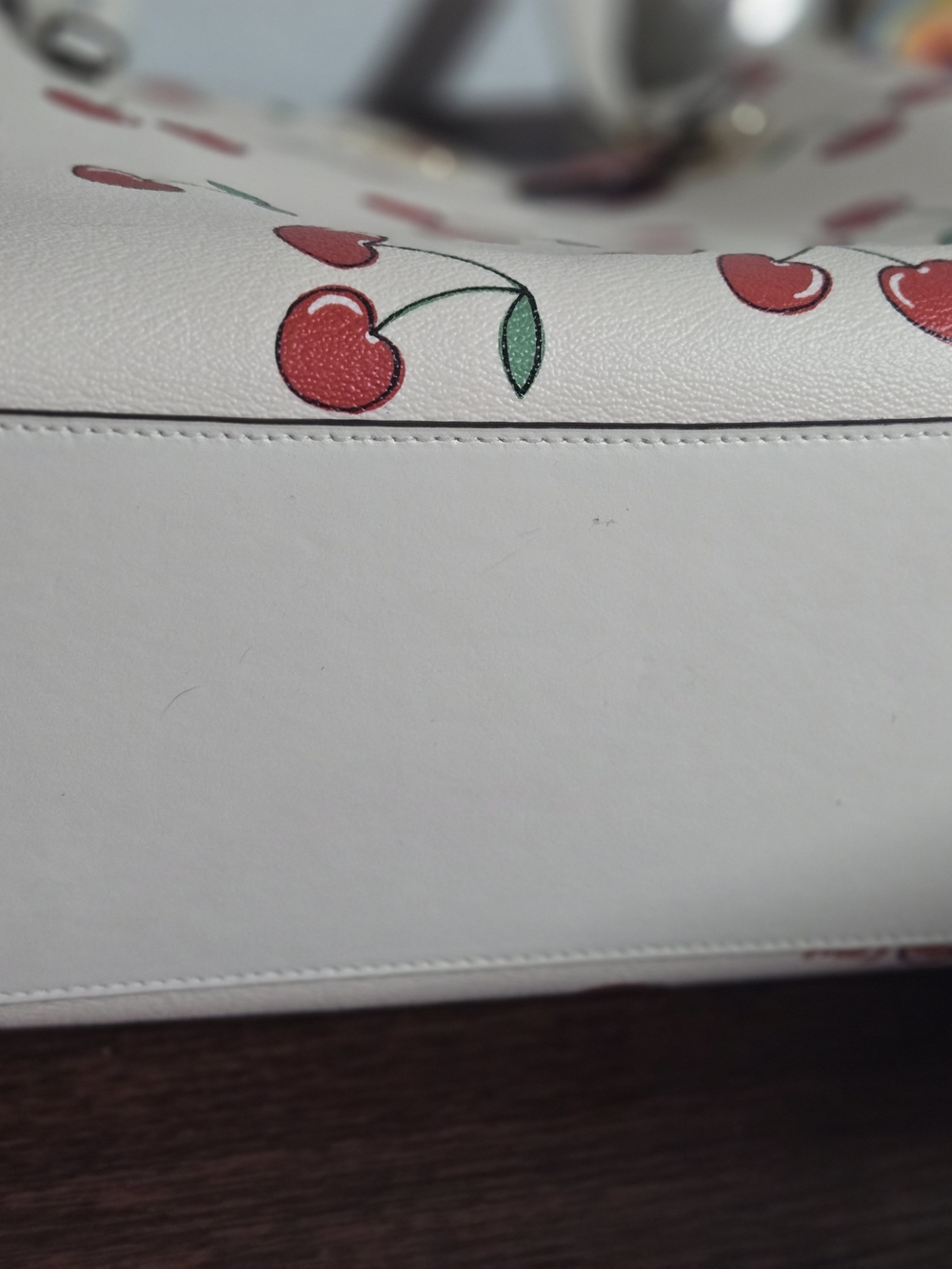 Coach Cherry Print Leather Tote - White - Picture 4 of 7